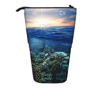 Tartaruga Marina Galleggiante Su e Sopra Corallo Astuccio Telescopico Portapenne Telescopico Astuccio Borsa Cancelleria, per Ufficio Scolastico, Natale2, Taglia Unica, Organizzatore di Borse