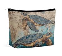 Tartaruga marina, mappa dell'oceano, stella marina, borsa per il trucco, organizer da viaggio per articoli da toilette, pochette cosmetica per donna, regalo di compleanno per mamma, ragazze, donne, so