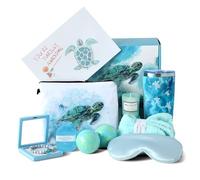Tartaruga marina regalo per donne, regali di compleanno per donne, scatola regalo unica per il relax per lei, set di cesti regalo rilassante per spa, regalo tartaruga blu, 10 pezzi