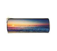 tartaruga marina stampato in pelle matita caso penna sacchetto matita sacchetto cosmetico trucco borsa ufficio Storage Bag per uomini donne, spiaggia marina, Taglia unica, Da viaggio