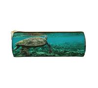 tartaruga marina stampato in pelle matita caso penna sacchetto matita sacchetto cosmetico trucco borsa ufficio Storage Bag per uomini donne, Tartaruga Marina 1, Taglia unica