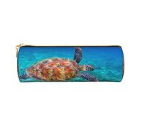 tartaruga marina stampato in pelle matita caso penna sacchetto matita sacchetto cosmetico trucco borsa ufficio Storage Bag per uomini donne, Tartaruga Marina 3, Taglia unica