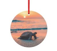 Tartaruga marina tramonto stampa festivo accessori ornamento in alluminio - Doppio lato ciondolo palline per Natale multi-scena decorazione