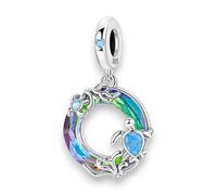 Tartaruga multicolore impostato su anello di vetro - Sealife mare spiaggia vacanza vacanza - Charm argento 925 - bracciale bracciale ciondolo gioielli accessorio regalo argento sterling
