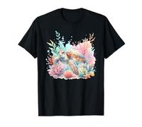 Tartaruga oceanica circondata da Scena Corallo Maglietta