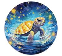 Tartaruga pittura ad olio 1000 pezzi puzzle cerchio per adulti e bambini puzzle animali bordo liscio giochi di sfida unici 1000 pezzi (67,5 x 67,5 cm)