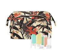 Tartaruga Shell Jungle rosso e nero_4 borse per il trucco portatile borsa cosmetica per donna portafoglio contanti per viaggio bagno