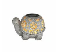 Tartaruga solare da giardino in resina traforata con luce proiettata decorativa