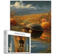 Tartaruga sul lago 1000 pezzi puzzle per adulti Halloween zucca campo arte puzzle colorato puzzle fai da te per la decorazione della casa regali puzzle famiglia perfetto per serate di gioco 50 × 70 cm