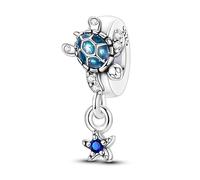 Tartaruga Tenendo Stella Spina Distanziale Fascino, Genuino 925 Sterling Silver Perline Fascino, Compatibile con per Braccialetto Pandora