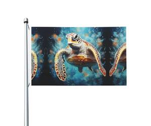 Tartarughe che nuotano nel buio Stampe Bandiera su entrambi i lati 3 x 5FT leggera e resistente al colore con asole Ideale per feste all'aperto e giardini.
