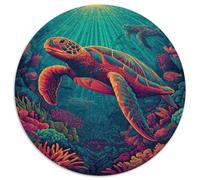 Tartarughe marine colorate che nuotano tra le barriere coralline,Puzzle Per Adulti 1000pcs (67.5x67.5cm),Giochi Di Sfida