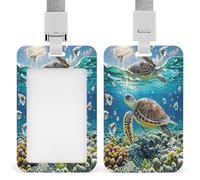 Tartarughe marine Pittura ID Badge Holder verticale appeso ID Card Holder plastica trasparente Nome Tag Holder Badge Sleeve Name Badge Holder Impermeabile Nome Titolare della carta di nome per