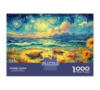 Tartarughe marine stellate 1000 Pezzi Van Gogh Tartarughe marine sulla spiaggia Jigsaw Puzzle Cartone Riciclato Per Adulti, EduGattoivo Sfida, Idea Regalo Originale Decorazione Murale 70x50cm/1000pcs