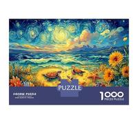 Tartarughe Marine Stellate Puzzle da Assemblare Premium Cartone Cielo Stellato e Girasoli Allenamento Mentale per Anziani 52x38cm/1000pezzi
