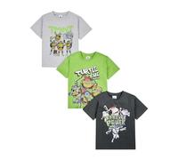Tartarughe Ninja Mutanti Adolescenti Magliette per Ragazzi Confezione da 3, Magliette a Maniche Corte Ninja Turtles 3PK per Ragazzi, Abbigliamento Ufficiale TMNT, multicolore, 7-8 Anni