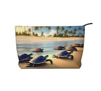 Tartarughe sulla borsa cosmetica del velluto a coste di grande capacità del modello della spiaggia, borsa impermeabile alla moda di stoccaggio degli articoli da toeletta, Nero , Taglia unica