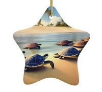Tartarughe sulla spiaggia Ornamenti a forma di stella in ceramica | Perfetto per feste di Natale in famiglia, caminetti e tavoli per le vacanze