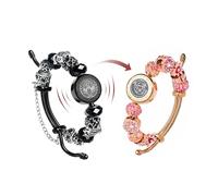 tartoow Braccialetti a Vibrazione Touch- Regali per Relazioni a Distanza per Fidanzata e Fidanzato - Braccialetti per Coppie - Bluetooth Z001 Nero E Oro R