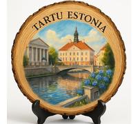 Tartu Souvenir Gift - Targa in legno per parete o tavolo, souvenir Estonia per turisti, collezionisti di piatti e amanti dei viaggi, regalo decorativo della Chiesa di San Giovanni di Tartu