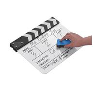 Taruor Director Clapperboard Acrilic Cut Action Scene Slate con Indicatore Eraser, per Cinema, Televisione, Film (Bastone bianco e)
