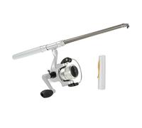 Taruor Mini Canna da Pesca con Penna Tascabile in Alluminio + Mulinello, Corpo Leggero e Compatto Che Si Adatta Alla Tasca, il Mulinello Si Attacca tra 2 Scanalature nel Corpo della (Bianca)