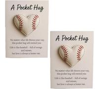 Tasca da baseball a forma di cuore, da collezione, con biglietto regalo, regalo di incoraggiamento a tema sportivo, decorazione per stanza da softball, laurea ispiratrice per bambini (#2 pezzi)