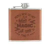 Tasca Flasca Da Bolsotto In Pelle PU 6oz Tan Per Chi Non Crede Nella Magia