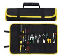 Tasca Porta Attrezzi Portatile, Borsa Multiuso Attrezzi, Borsa per Attrezzi Arrotolabile, Chiavi Super Roll Tool per Cacciavite con Tasche Cerniera Per Elettricisti/Falegnami/Idraulici - Nero