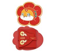 Tasca rossa, buste rosse cinesi - Pochette portafortuna 2025 per la Festa di Primavera | Pacchetti creativi, buste d'argento portafortuna con più slot per carte per il nou