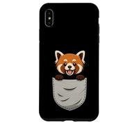 Tasca sul petto con panda rosso carino che sbircia per gli amanti degli animali Custodia per iPhone XS Max