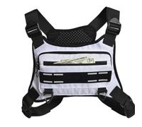 Tasca sul petto da corsa - Tasca sul petto para Entrenamiento | De Pecho para Correr tasca sul petto riflettente, gilet regolabile traspirante per alpinismo, ciclismo, uomo e donna, bianco, vedi
