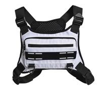 Tasca sul petto riflettente - Tasca traspirante e regolabile per l'allenamento | Ideale per arrampicata, ciclismo, adatto per tutti gli atleti, uomini e donne, offre comfort, leggerezza e, bianco