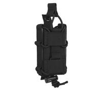 Tasca Tattica MOLLE per Caricatori, Custodia Singola a Sgancio Rapido per Caricatori da 9 Mm, Fondina per Torcia da Caccia Attrezzatura da Tiro Softair(Black)