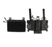 Tasca Tattica Tripla per Caricatori 5,56, con Borsa Multiuso e Porta-torniquete, per Gilet da Caccia Accessori Softair(Bkcp)