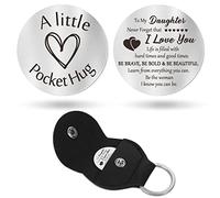 Tascabile Hug Token Relationship Keepsake in acciaio inox doppio lato Inspirational Gift con portachiavi in pelle PU (per mia figlia)