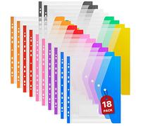 Tasche forate A4 Portafogli in plastica - 18PCS Portafoglio documenti espandibile Cartelle portadocumenti in plastica Portafogli Popper con tasca a lacci per casa, ufficio e scuola, 9 colori