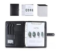 Tasche per cartelle da conferenza per interviste, Organizer portadocumenti in pelle PU A4 con blocco for appunti, nero e marrone, diverse misure(Black,5*note pad)