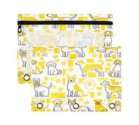 Tasche per raccoglitori con finestra trasparente con cerniera astuccio carino cane nero e giallo figlio grande capacità in pollici raccoglitori 3 anelli per aula scuola forniture per ufficio 2 pezzi