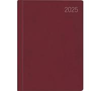 Taschenkalender bordeaux 2025 - Bürokalender 10,2x14,2 - 1 Woche auf 2 Seiten - flexibler Kunststoffeinband - Notizheft - Wochenkalender - 640-1011