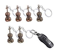 Taschia di violino - lega di zinco 4.33 pollici | Keychain dello strumento musicale con 6pcs - Mini retrò vіolin, in metallo rosso e blu - ciondolo violino Kèychain | Regalo per gl