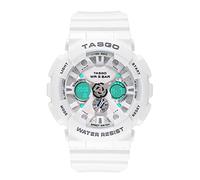 TASGO Orologio sportivo digitale da uomo, con doppio display impermeabile fino a 50 m, orologio militare elettronico a LED, sveglia, cronometro, orologio da polso per giovani, unisex, Bianco-L, Sport