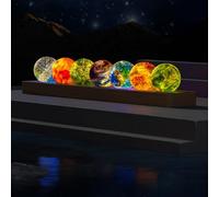 Tashace 7 Chakras Sfere Naturali con Supporto in Legno A LED Pietre di Quarzo di Cristallo da 40mm Sfera di Cristallo Luminosa for La Decorazione della Luce Notturna Set Sfere(7 Rectangular Bases)