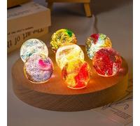 Tashace 7 sfere curative naturali dei chakra con sfera di quarzo di cristallo a base di luce a LED in legno for la meditazione, energia positiva, luce notturna, decorazioni for la casa(7 disc bases)