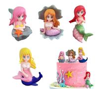 Tashce Set di 4 mini sirenette per torte, giardino e acquario