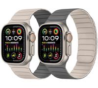 Tasikar Cinturino Magnetico Indossabile Doppia Faccia Compatibile con Apple Watch 49mm 46mm 45mm 44mm 42mm, Fascia Sportiva in Silicone per iWatch Ultra SE serie 10 9 8 7 6 5 4 3, Beige-Grigio