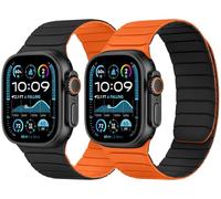 Tasikar Cinturino Magnetico Indossabile Doppia Faccia Compatibile con Apple Watch 49mm 46mm 45mm 44mm 42mm, Fascia in Silicone per iWatch Ultra3 2 1 SE serie 11 10 9 8 7 6 5 4 3, Nero-Arancio