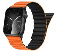 Tasikar Compatibile con Cinturino Apple Watch 42mm(Series 10 41mm 40mm 38mm, Cinturini Silicone con Forte Chiusura Magnetica Compatibile per Apple Watch SE2 SE Series 10 9 8 7 6 5 4 3 (Arancio-Nero)