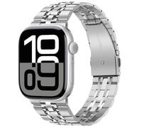 TasikarCompatibile con Apple Watch Cinturino 49mm 46mm(Series10) 45mm 44mm 42mm Cinturino Uomo Donna Cinturin in Acciaio Inossidabile Compatibile per Apple Watch SE Series 9 8 7 6 5 4 3, Argento