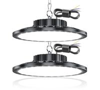 TASINUO Faretto LED 100W 10000LM UFO Lampada Officina Industriale 2 Pezzi | 6500K Bianco Freddo Lampada da Garage, IP65 Impermeabile Faro LED, Plafoniera LED per Garage Magazzini Fabbrica Palestra